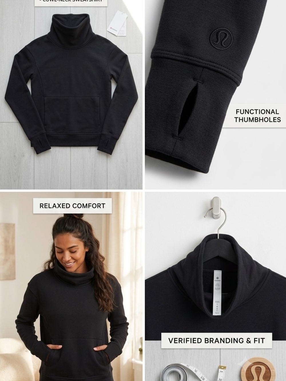 lululemon athletica Navy Cowl-Neck Sweatshirt with Thumbholes